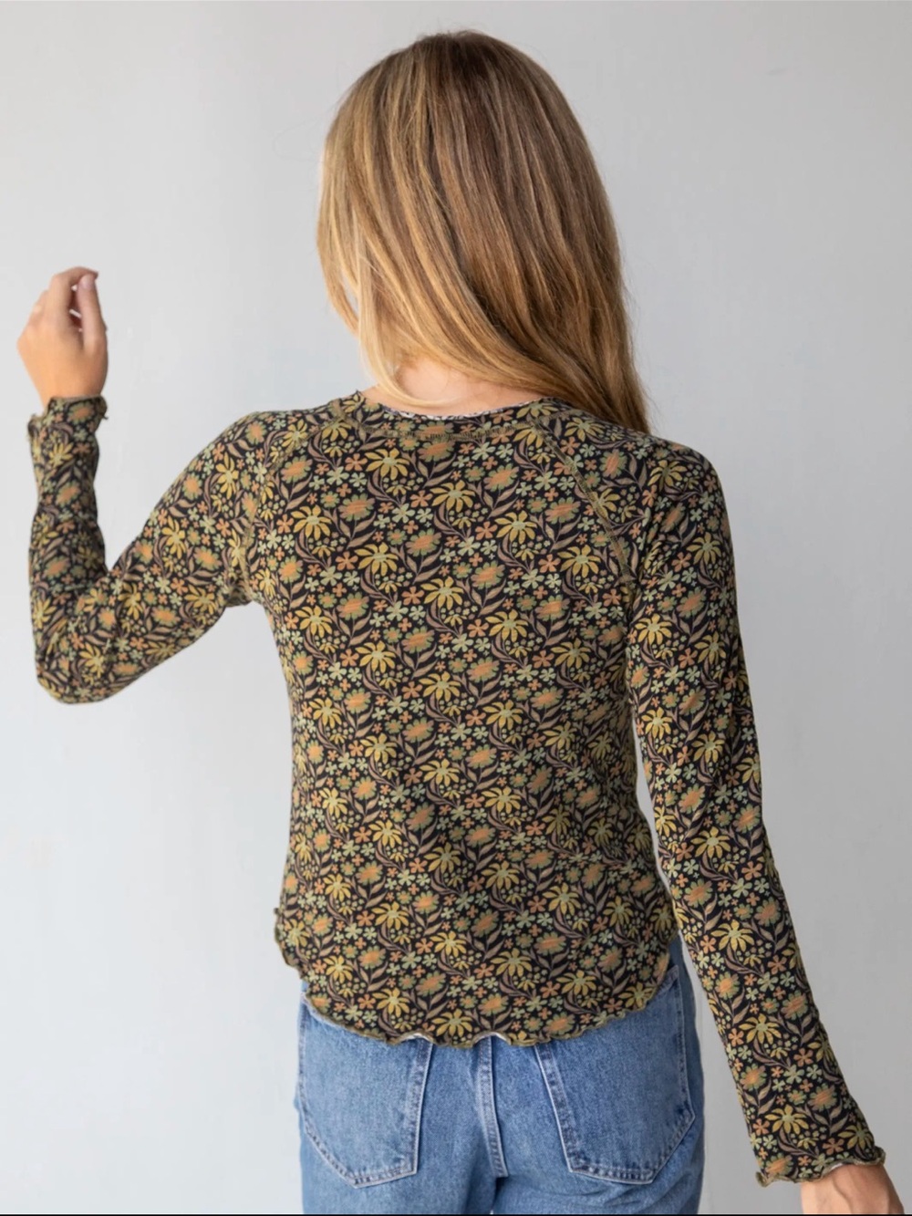 Natural Life | Floral Long Sleeve Top Size Large - Picture 2 of 7